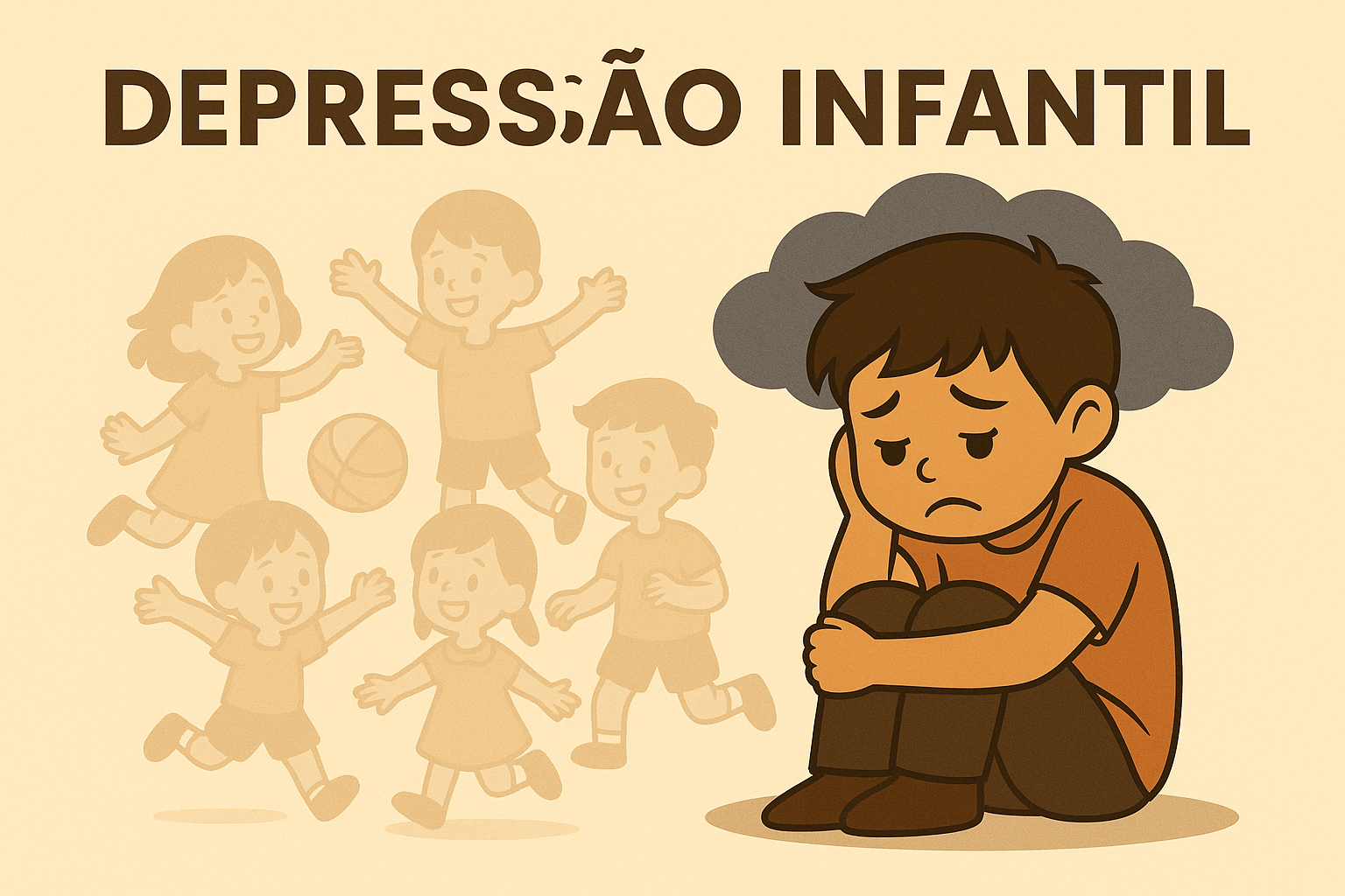 Criança com sinais de depressão infantil a segurar um ursinho, com expressão de tristeza e abatimento emocional.